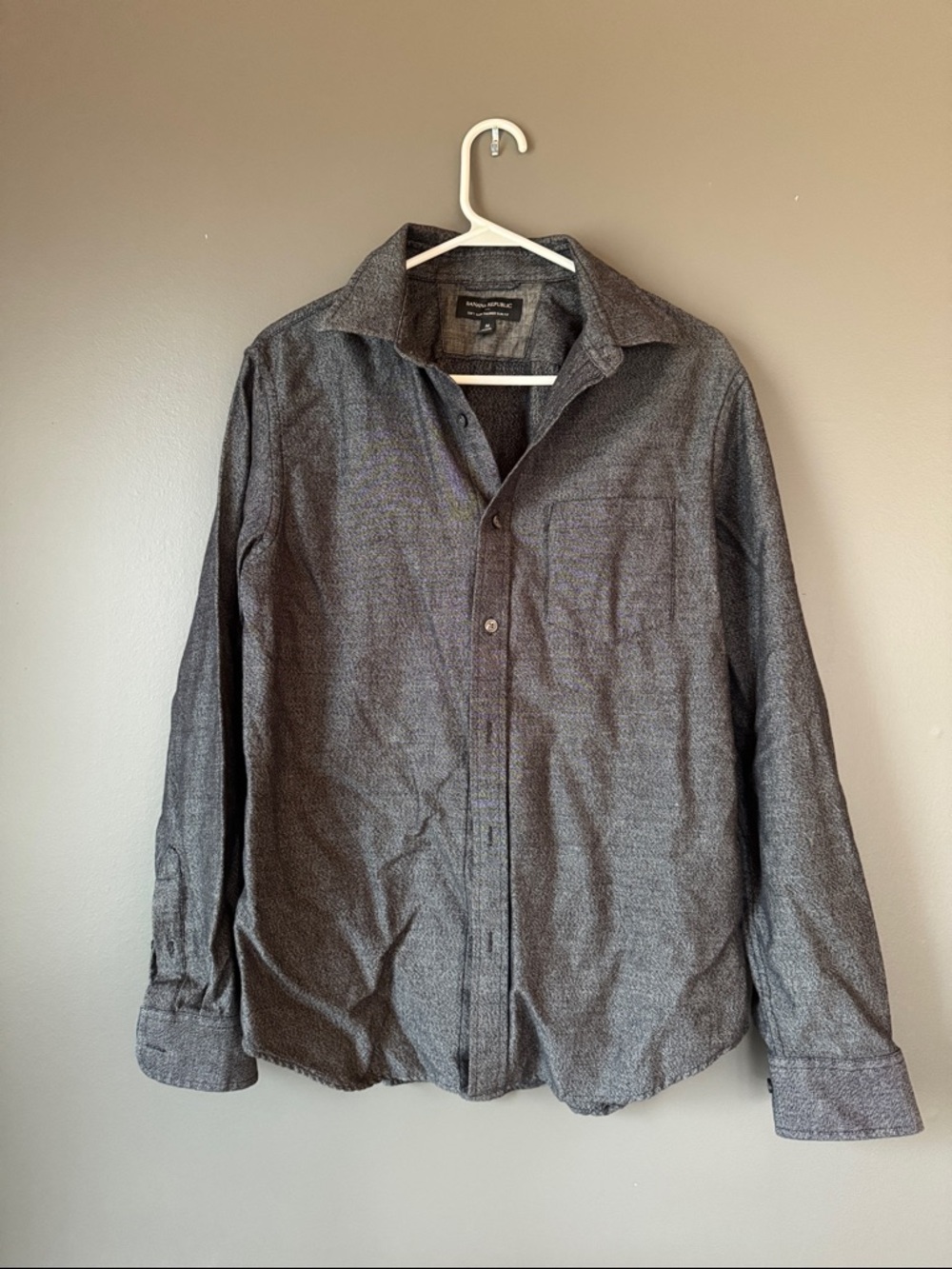 Banana Republic Charcoal Heather Slim Fit Button-Up Shirt